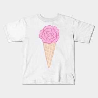 Pink flower ice cream cone Kids T-Shirt